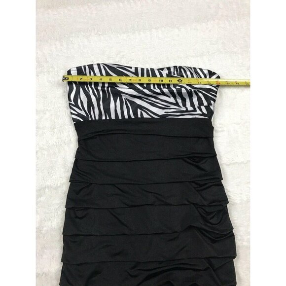 Speechless Juniors Dress Size 11 Black Zebra Print Bodycon Prom Formal Short - Picture 4 of 6